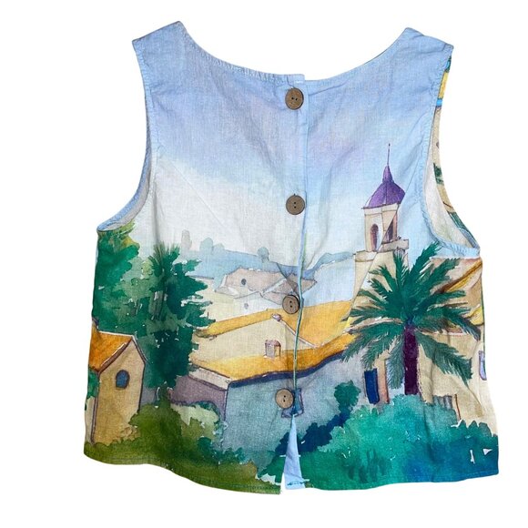 Calypso St Barth Womens Top Size Medium Multicolor Scenic Button Back - Picture 2 of 7